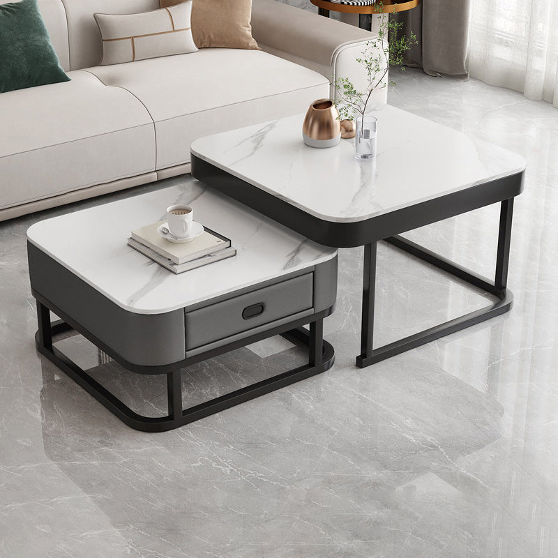 Ensemble de table basse carrée Frame Ensemble de table basse gigogne Glam avec tiroir