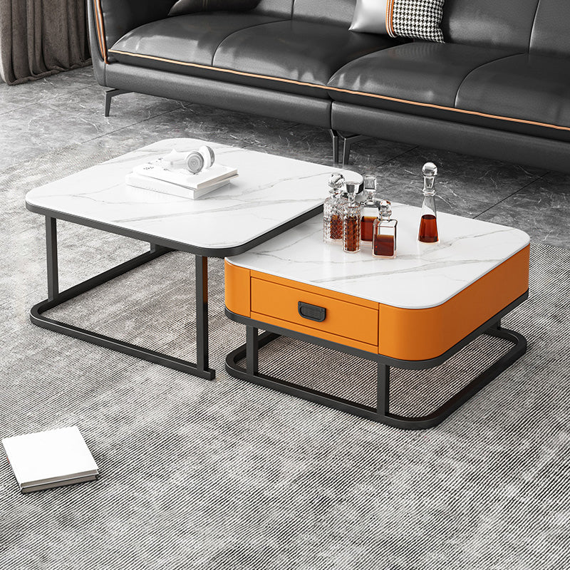 Ensemble de table basse carrée Frame Ensemble de table basse gigogne Glam avec tiroir