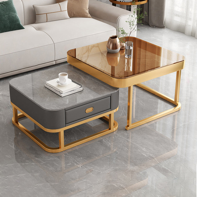 Ensemble de table basse carrée Frame Ensemble de table basse gigogne Glam avec tiroir