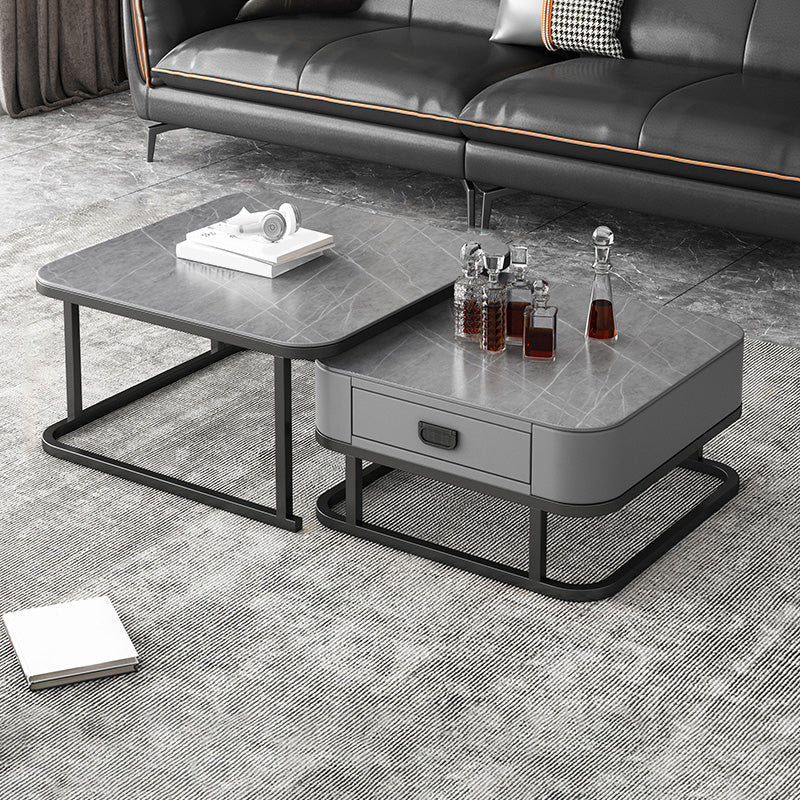Ensemble de table basse carrée Frame Ensemble de table basse gigogne Glam avec tiroir