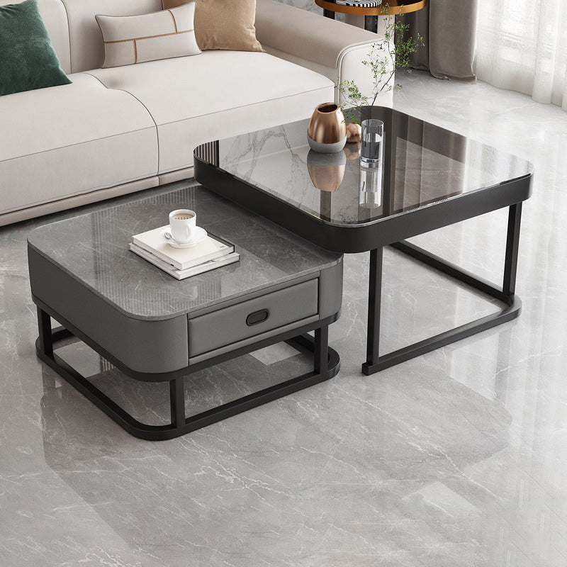 Ensemble de table basse carrée Frame Ensemble de table basse gigogne Glam avec tiroir