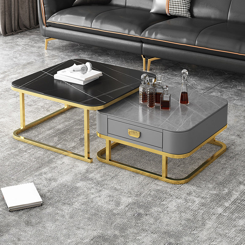 Ensemble de table basse carrée Frame Ensemble de table basse gigogne Glam avec tiroir