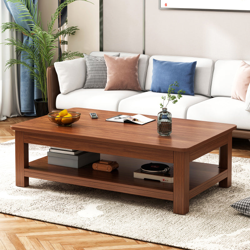 4 Legs Wood Cocktail Table No Distressing Coffee Table with Storage Shelf Clearhalo 'Coffee & Accent Tables' 'Coffee Tables' 'coffee_tables' 'furn' 'furn_coffee_tables' 'Furniture' 'Living Room Furniture' 6736242