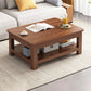 4 Legs Wood Cocktail Table No Distressing Coffee Table with Storage Shelf 31.5"L x 20"W x 18"H Nut-Brown Storage Included Clearhalo 'Coffee & Accent Tables' 'Coffee Tables' 'coffee_tables' 'furn' 'furn_coffee_tables' 'Furniture' 'Living Room Furniture' 6736250