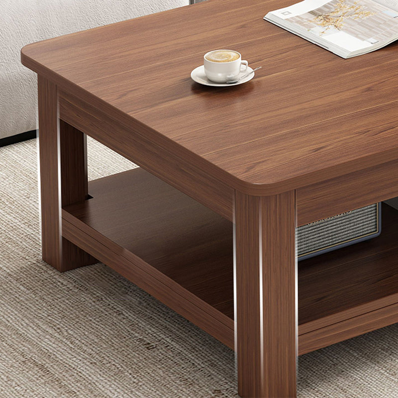 4 Legs Wood Cocktail Table No Distressing Coffee Table with Storage Shelf Clearhalo 'Coffee & Accent Tables' 'Coffee Tables' 'coffee_tables' 'furn' 'furn_coffee_tables' 'Furniture' 'Living Room Furniture' 6736251