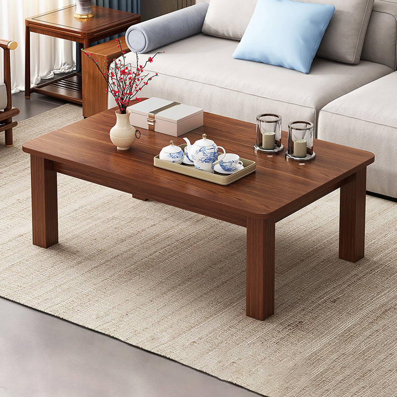 4 Legs Wood Cocktail Table No Distressing Coffee Table with Storage Shelf 31.5"L x 20"W x 18"H Nut-Brown Storage Not Included Clearhalo 'Coffee & Accent Tables' 'Coffee Tables' 'coffee_tables' 'furn' 'furn_coffee_tables' 'Furniture' 'Living Room Furniture' 6736258