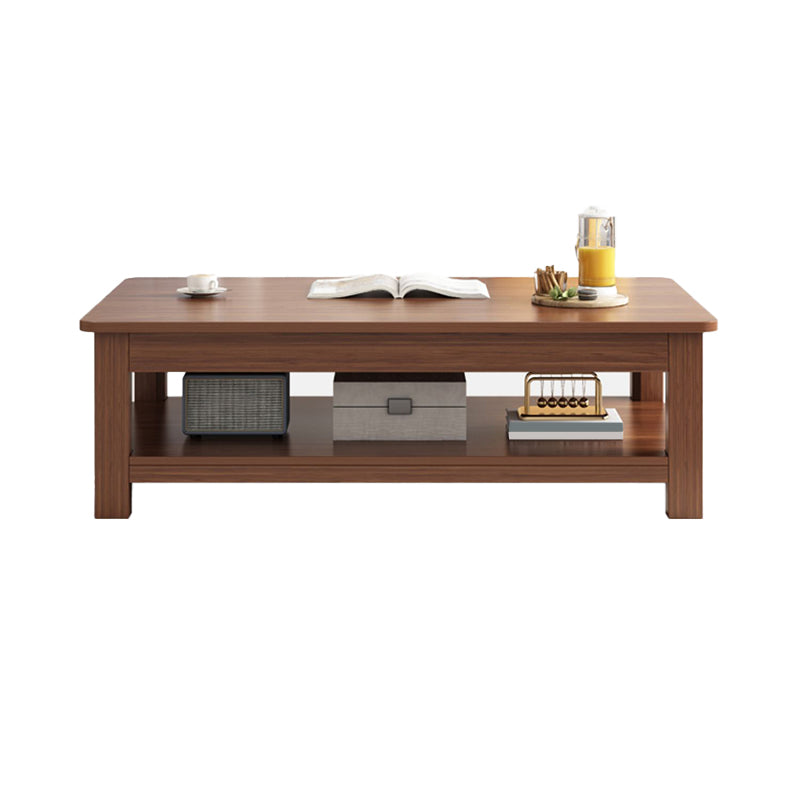 4 Legs Wood Cocktail Table No Distressing Coffee Table with Storage Shelf Clearhalo 'Coffee & Accent Tables' 'Coffee Tables' 'coffee_tables' 'furn' 'furn_coffee_tables' 'Furniture' 'Living Room Furniture' 6736260