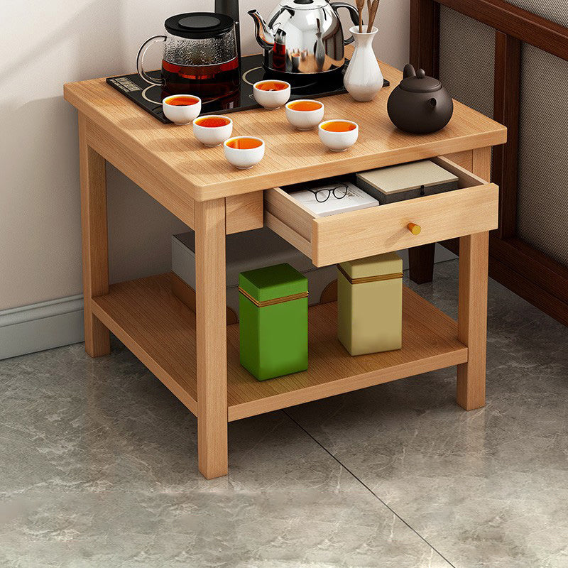 4 Legs Wood Cocktail Table No Distressing Coffee Table with Storage Shelf 19.7"L x 19.7"W x 23.5"H Natural Storage Included Clearhalo 'Coffee & Accent Tables' 'Coffee Tables' 'coffee_tables' 'furn' 'furn_coffee_tables' 'Furniture' 'Living Room Furniture' 6736262