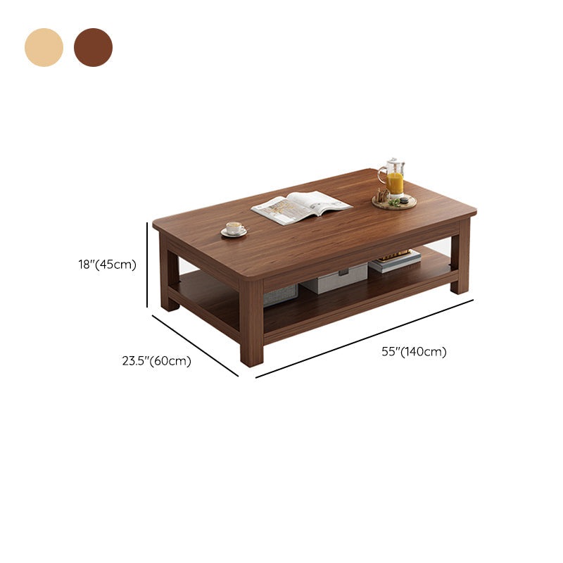 4 Legs Wood Cocktail Table No Distressing Coffee Table with Storage Shelf Clearhalo 'Coffee & Accent Tables' 'Coffee Tables' 'coffee_tables' 'furn' 'furn_coffee_tables' 'Furniture' 'Living Room Furniture' 6736265