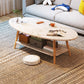 Modern Wood Cocktail Table 4 Legs Coffee Table with Storage Shelf 47"L x 24"W x 16.5"H Cream Free Form Clearhalo 'Coffee & Accent Tables' 'Coffee Tables' 'coffee_tables' 'furn' 'furn_coffee_tables' 'Furniture' 'Living Room Furniture' 6736320