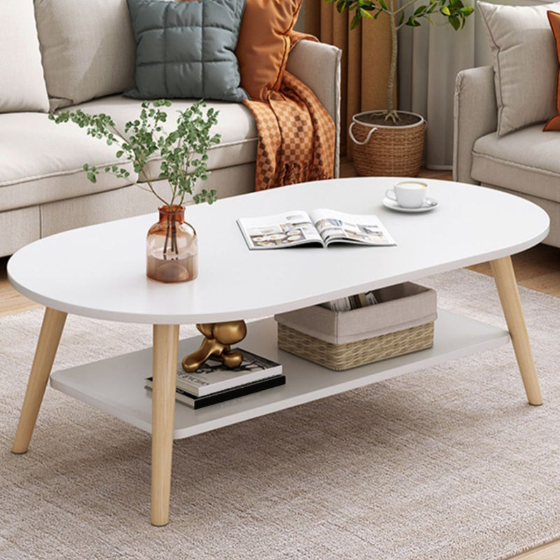 Modern Wood Cocktail Table 4 Legs Coffee Table with Storage Shelf Clearhalo 'Coffee & Accent Tables' 'Coffee Tables' 'coffee_tables' 'furn' 'furn_coffee_tables' 'Furniture' 'Living Room Furniture' 6736321