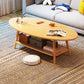 Modern Wood Cocktail Table 4 Legs Coffee Table with Storage Shelf 47"L x 24"W x 16.5"H Natural Free Form Clearhalo 'Coffee & Accent Tables' 'Coffee Tables' 'coffee_tables' 'furn' 'furn_coffee_tables' 'Furniture' 'Living Room Furniture' 6736323