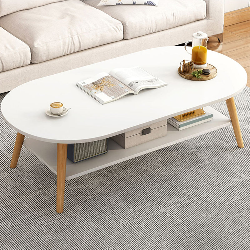 Modern Wood Cocktail Table 4 Legs Coffee Table with Storage Shelf Clearhalo 'Coffee & Accent Tables' 'Coffee Tables' 'coffee_tables' 'furn' 'furn_coffee_tables' 'Furniture' 'Living Room Furniture' 6736324