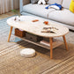 Modern Wood Cocktail Table 4 Legs Coffee Table with Storage Shelf 39"L x 20"W x 17"H Marble Oval Clearhalo 'Coffee & Accent Tables' 'Coffee Tables' 'coffee_tables' 'furn' 'furn_coffee_tables' 'Furniture' 'Living Room Furniture' 6736329