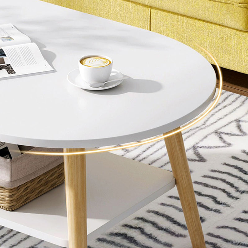 Modern Wood Cocktail Table 4 Legs Coffee Table with Storage Shelf Clearhalo 'Coffee & Accent Tables' 'Coffee Tables' 'coffee_tables' 'furn' 'furn_coffee_tables' 'Furniture' 'Living Room Furniture' 6736330