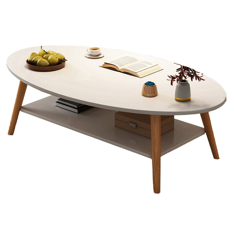 Modern Wood Cocktail Table 4 Legs Coffee Table with Storage Shelf Clearhalo 'Coffee & Accent Tables' 'Coffee Tables' 'coffee_tables' 'furn' 'furn_coffee_tables' 'Furniture' 'Living Room Furniture' 6736336