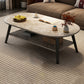 Modern Wood Cocktail Table 4 Legs Coffee Table with Storage Shelf 39"L x 20"W x 17"H Grey Oval Clearhalo 'Coffee & Accent Tables' 'Coffee Tables' 'coffee_tables' 'furn' 'furn_coffee_tables' 'Furniture' 'Living Room Furniture' 6736338