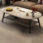 Modern Wood Cocktail Table 4 Legs Coffee Table with Storage Shelf 47"L x 24"W x 16.5"H Grey Oval Clearhalo 'Coffee & Accent Tables' 'Coffee Tables' 'coffee_tables' 'furn' 'furn_coffee_tables' 'Furniture' 'Living Room Furniture' 6736340