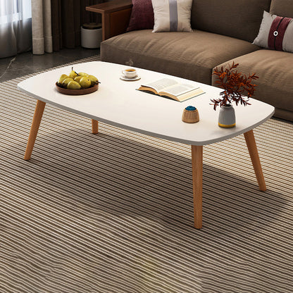 Modern Wood Cocktail Table 4 Legs Coffee Table with Storage Shelf 31.5"L x 16"W x 16.5"H White Rectangular Clearhalo 'Coffee & Accent Tables' 'Coffee Tables' 'coffee_tables' 'furn' 'furn_coffee_tables' 'Furniture' 'Living Room Furniture' 6736342