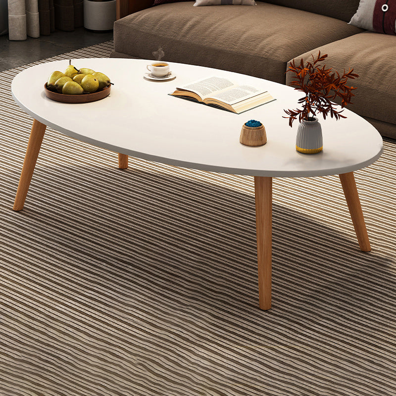 Modern Wood Cocktail Table 4 Legs Coffee Table with Storage Shelf 47"L x 24"W x 16.5"H Gloss White Free Form Clearhalo 'Coffee & Accent Tables' 'Coffee Tables' 'coffee_tables' 'furn' 'furn_coffee_tables' 'Furniture' 'Living Room Furniture' 6736343
