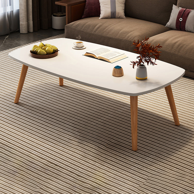 Modern Wood Cocktail Table 4 Legs Coffee Table with Storage Shelf 39"L x 20"W x 17"H White Rectangular Clearhalo 'Coffee & Accent Tables' 'Coffee Tables' 'coffee_tables' 'furn' 'furn_coffee_tables' 'Furniture' 'Living Room Furniture' 6736345