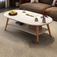 Modern Wood Cocktail Table 4 Legs Coffee Table with Storage Shelf 31.5"L x 16"W x 16.5"H Cream Oval Clearhalo 'Coffee & Accent Tables' 'Coffee Tables' 'coffee_tables' 'furn' 'furn_coffee_tables' 'Furniture' 'Living Room Furniture' 6736348