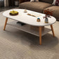 Modern Wood Cocktail Table 4 Legs Coffee Table with Storage Shelf 39"L x 20"W x 17"H Cream Oval Clearhalo 'Coffee & Accent Tables' 'Coffee Tables' 'coffee_tables' 'furn' 'furn_coffee_tables' 'Furniture' 'Living Room Furniture' 6736349