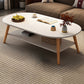 Modern Wood Cocktail Table 4 Legs Coffee Table with Storage Shelf 47"L x 24"W x 16.5"H Cream Oval Clearhalo 'Coffee & Accent Tables' 'Coffee Tables' 'coffee_tables' 'furn' 'furn_coffee_tables' 'Furniture' 'Living Room Furniture' 6736350