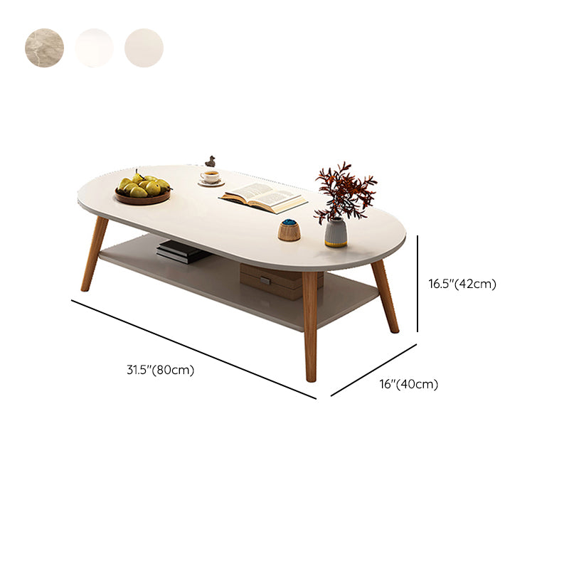 Modern Wood Cocktail Table 4 Legs Coffee Table with Storage Shelf Clearhalo 'Coffee & Accent Tables' 'Coffee Tables' 'coffee_tables' 'furn' 'furn_coffee_tables' 'Furniture' 'Living Room Furniture' 6736357