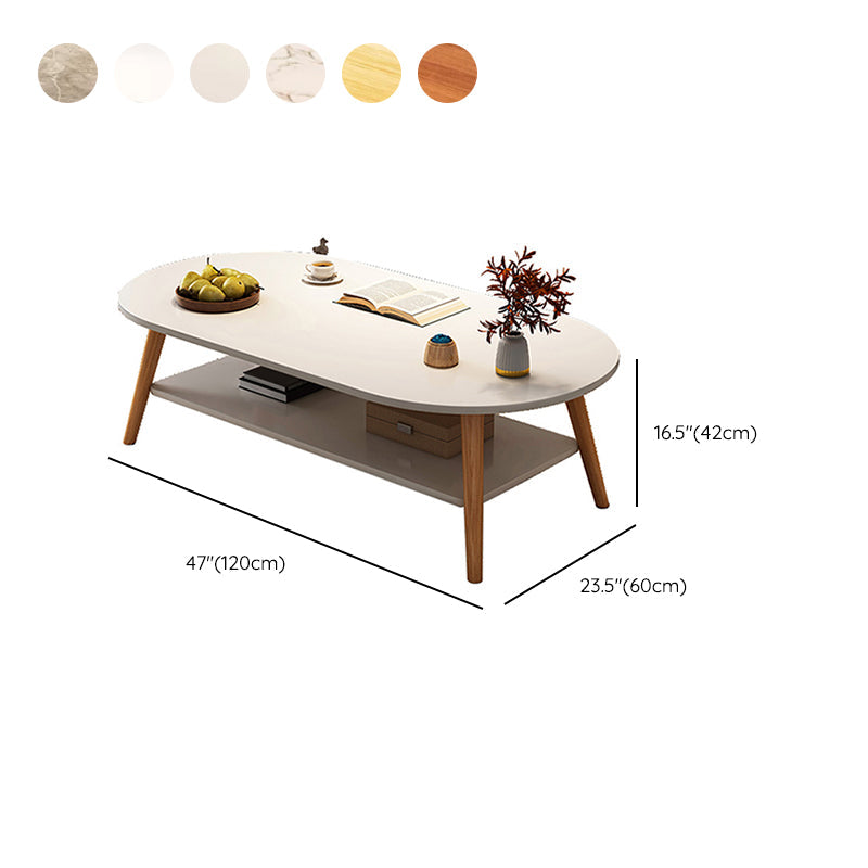 Modern Wood Cocktail Table 4 Legs Coffee Table with Storage Shelf Clearhalo 'Coffee & Accent Tables' 'Coffee Tables' 'coffee_tables' 'furn' 'furn_coffee_tables' 'Furniture' 'Living Room Furniture' 6736359