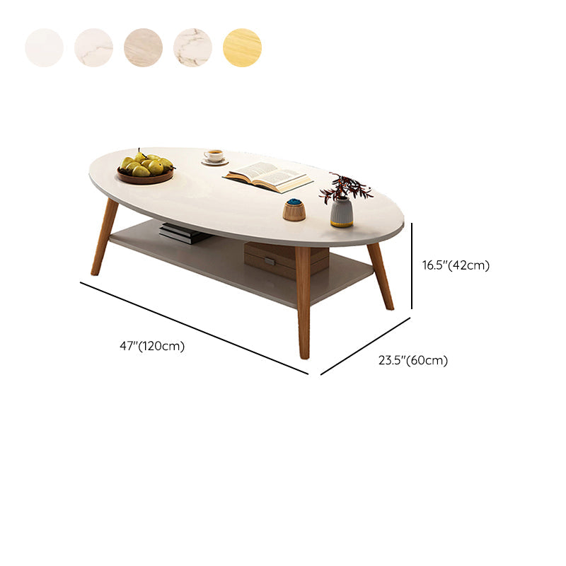 Modern Wood Cocktail Table 4 Legs Coffee Table with Storage Shelf Clearhalo 'Coffee & Accent Tables' 'Coffee Tables' 'coffee_tables' 'furn' 'furn_coffee_tables' 'Furniture' 'Living Room Furniture' 6736361