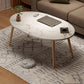 4 Legs Wood Coffee Table Set Bedroom Coffee Table with Storage 39"L x 20"W x 17"H Ivory Oval Clearhalo 'Coffee & Accent Tables' 'Coffee Tables' 'coffee_tables' 'furn' 'furn_coffee_tables' 'Furniture' 'Living Room Furniture' 6736366