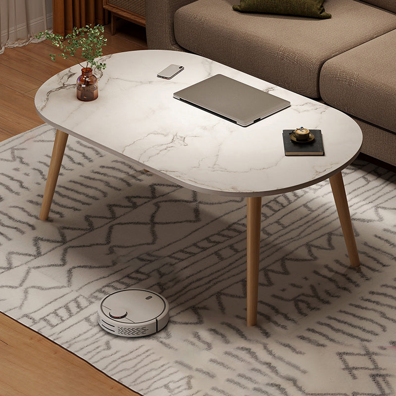 4 Legs Wood Coffee Table Set Bedroom Coffee Table with Storage 39"L x 20"W x 17"H Ivory Round Oval Clearhalo 'Coffee & Accent Tables' 'Coffee Tables' 'coffee_tables' 'furn' 'furn_coffee_tables' 'Furniture' 'Living Room Furniture' 6736379