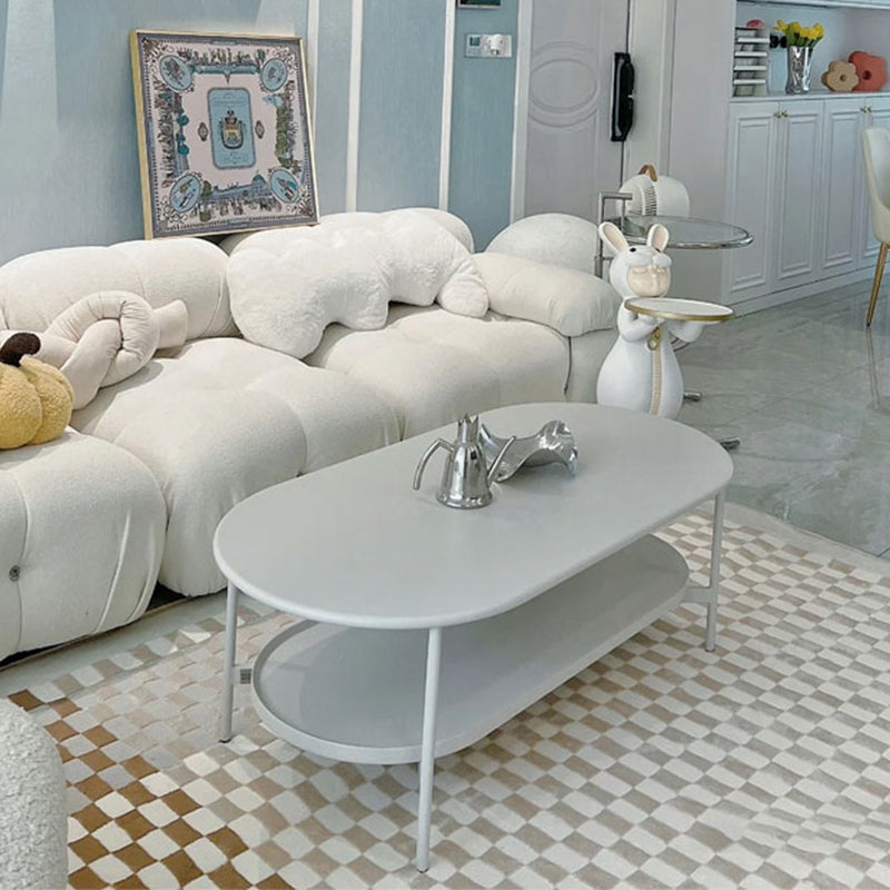 No Distressing Wood Coffee Table Set White Oval Coffee Table Clearhalo 'Coffee & Accent Tables' 'Coffee Tables' 'coffee_tables' 'furn' 'furn_coffee_tables' 'Furniture' 'Living Room Furniture' 6736415