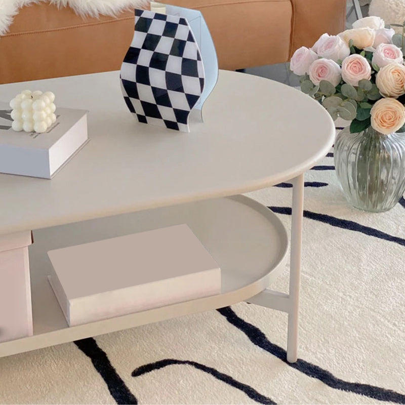 No Distressing Wood Coffee Table Set White Oval Coffee Table Clearhalo 'Coffee & Accent Tables' 'Coffee Tables' 'coffee_tables' 'furn' 'furn_coffee_tables' 'Furniture' 'Living Room Furniture' 6736418