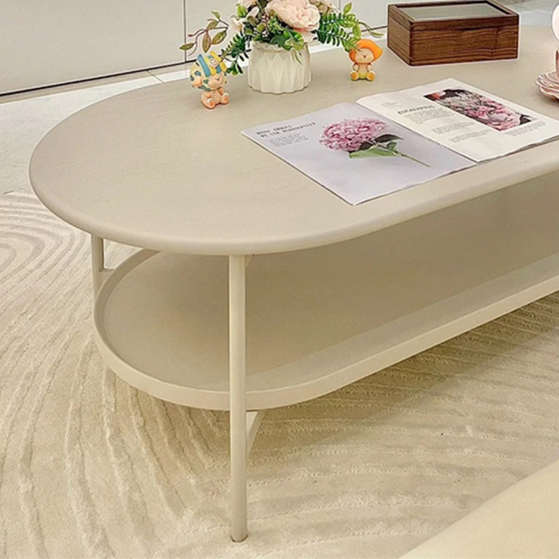 No Distressing Wood Coffee Table Set White Oval Coffee Table Clearhalo 'Coffee & Accent Tables' 'Coffee Tables' 'coffee_tables' 'furn' 'furn_coffee_tables' 'Furniture' 'Living Room Furniture' 6736421