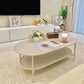 No Distressing Wood Coffee Table Set White Oval Coffee Table Cream Clearhalo 'Coffee & Accent Tables' 'Coffee Tables' 'coffee_tables' 'furn' 'furn_coffee_tables' 'Furniture' 'Living Room Furniture' 6736423