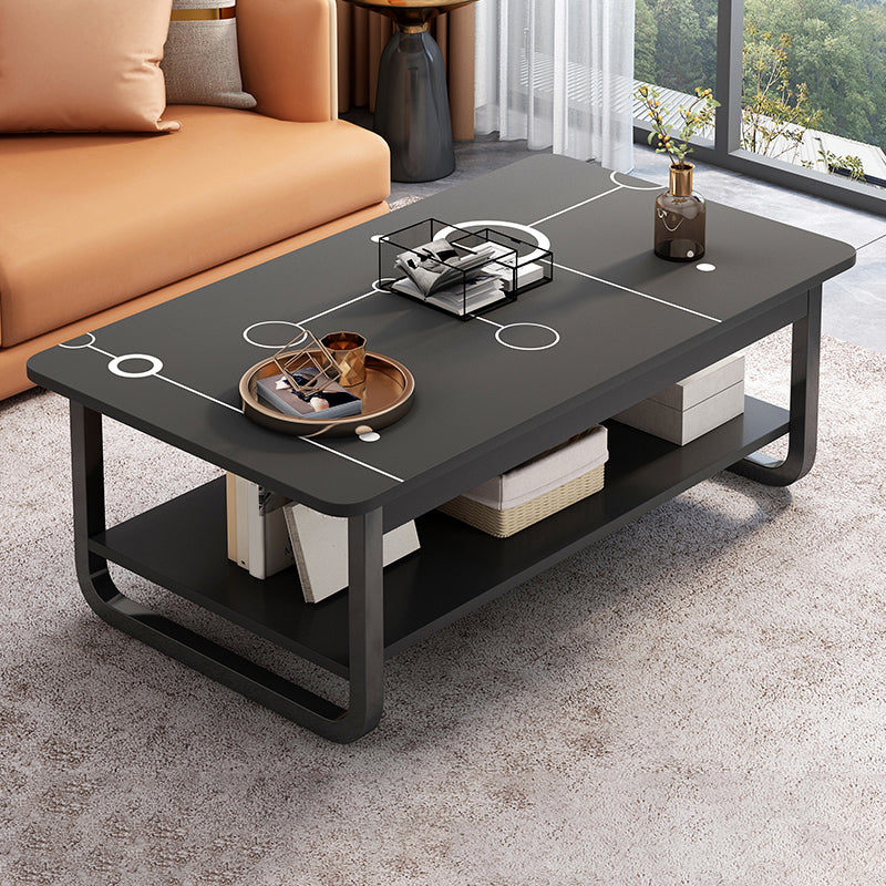 4 Legs Storage Coffee Table Set Modern Wood Rectangle Coffee Table 47"L x 24"W x 16.5"H Gloss Black Black Clearhalo 'Coffee & Accent Tables' 'Coffee Tables' 'coffee_tables' 'furn' 'furn_coffee_tables' 'Furniture' 'Living Room Furniture' 6736451