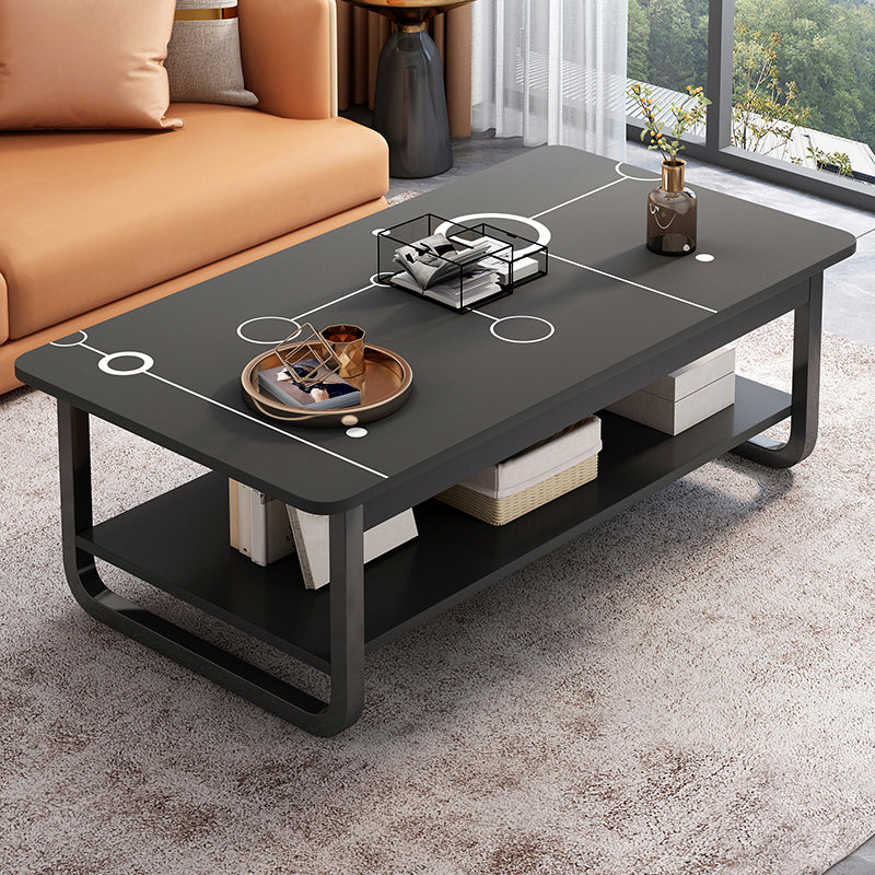 4 Legs Storage Coffee Table Set Modern Wood Rectangle Coffee Table 39.5"L x 24"W x 16.5"H Matte Black White Clearhalo 'Coffee & Accent Tables' 'Coffee Tables' 'coffee_tables' 'furn' 'furn_coffee_tables' 'Furniture' 'Living Room Furniture' 6736454