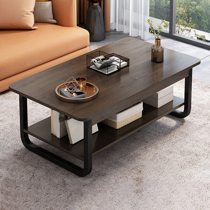 4 Legs Storage Coffee Table Set Modern Wood Rectangle Coffee Table 31.5"L x 18"W x 16.5"H Nut-Brown Black Clearhalo 'Coffee & Accent Tables' 'Coffee Tables' 'coffee_tables' 'furn' 'furn_coffee_tables' 'Furniture' 'Living Room Furniture' 6736455