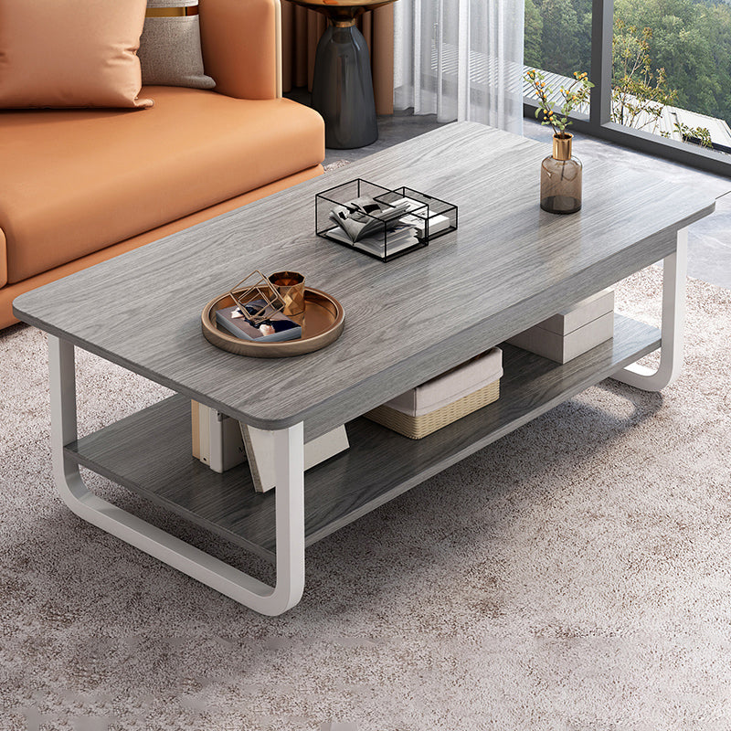 4 Legs Storage Coffee Table Set Modern Wood Rectangle Coffee Table 47"L x 24"W x 16.5"H Grey White Clearhalo 'Coffee & Accent Tables' 'Coffee Tables' 'coffee_tables' 'furn' 'furn_coffee_tables' 'Furniture' 'Living Room Furniture' 6736456