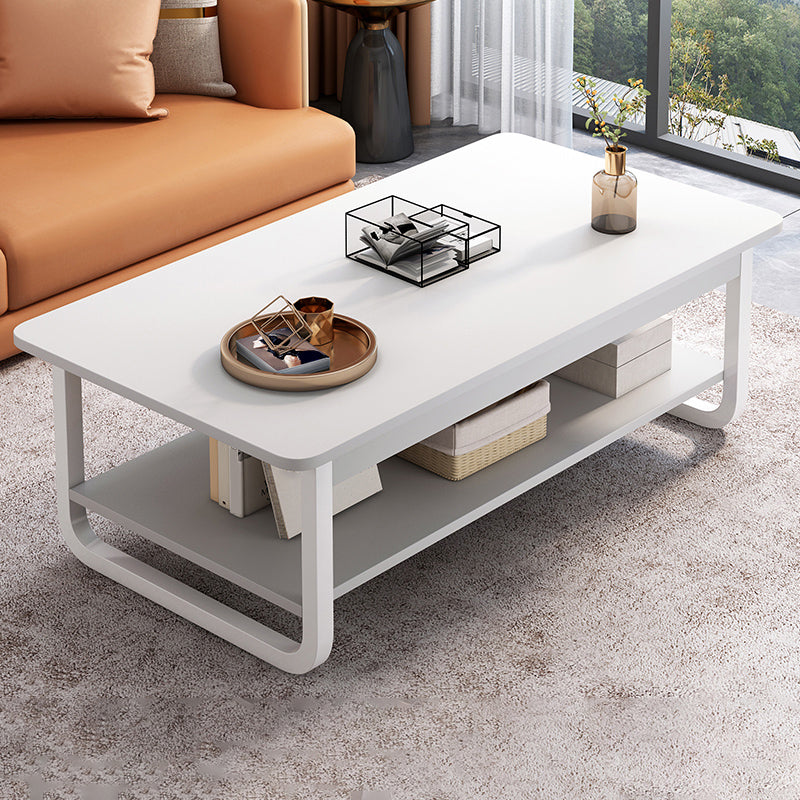 4 Legs Storage Coffee Table Set Modern Wood Rectangle Coffee Table 47"L x 24"W x 16.5"H White White Clearhalo 'Coffee & Accent Tables' 'Coffee Tables' 'coffee_tables' 'furn' 'furn_coffee_tables' 'Furniture' 'Living Room Furniture' 6736463