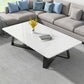 Stone and Metal Coffee Table Contemporary Coffee or End Table with Cross Legs