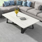 Stone and Metal Coffee Table Contemporary Coffee or End Table with Cross Legs