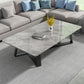Stone and Metal Coffee Table Contemporary Coffee or End Table with Cross Legs