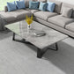 Stone and Metal Coffee Table Contemporary Coffee or End Table with Cross Legs