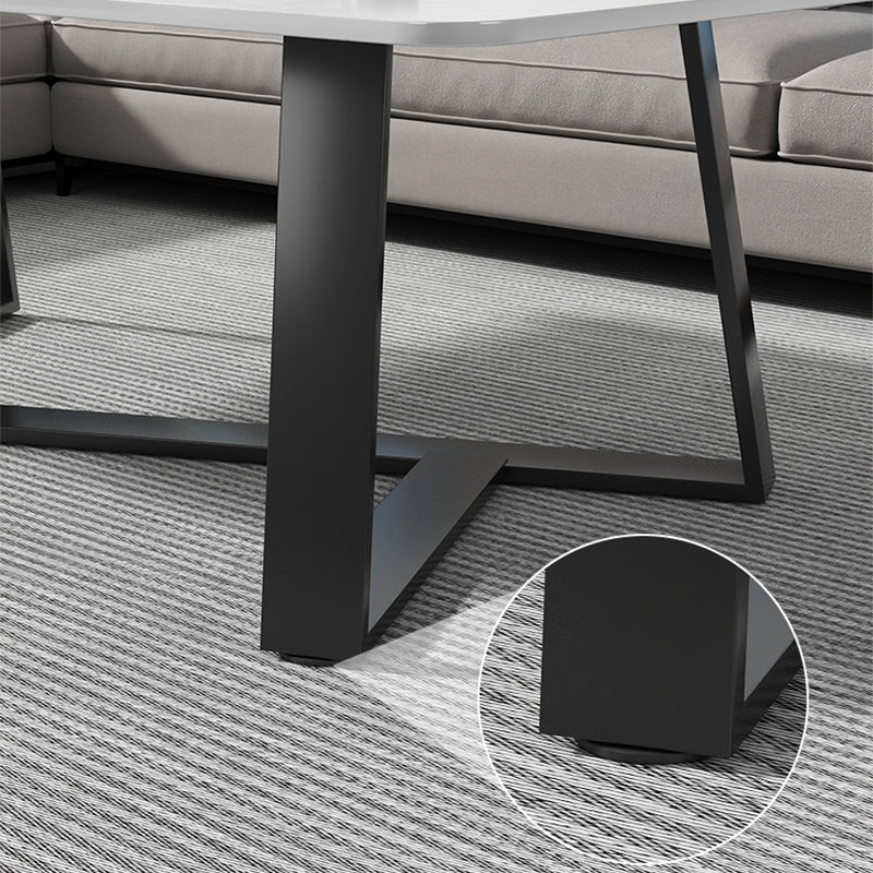 Stone and Metal Coffee Table Contemporary Coffee or End Table with Cross Legs