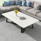 Stone and Metal Coffee Table Contemporary Coffee or End Table with Cross Legs