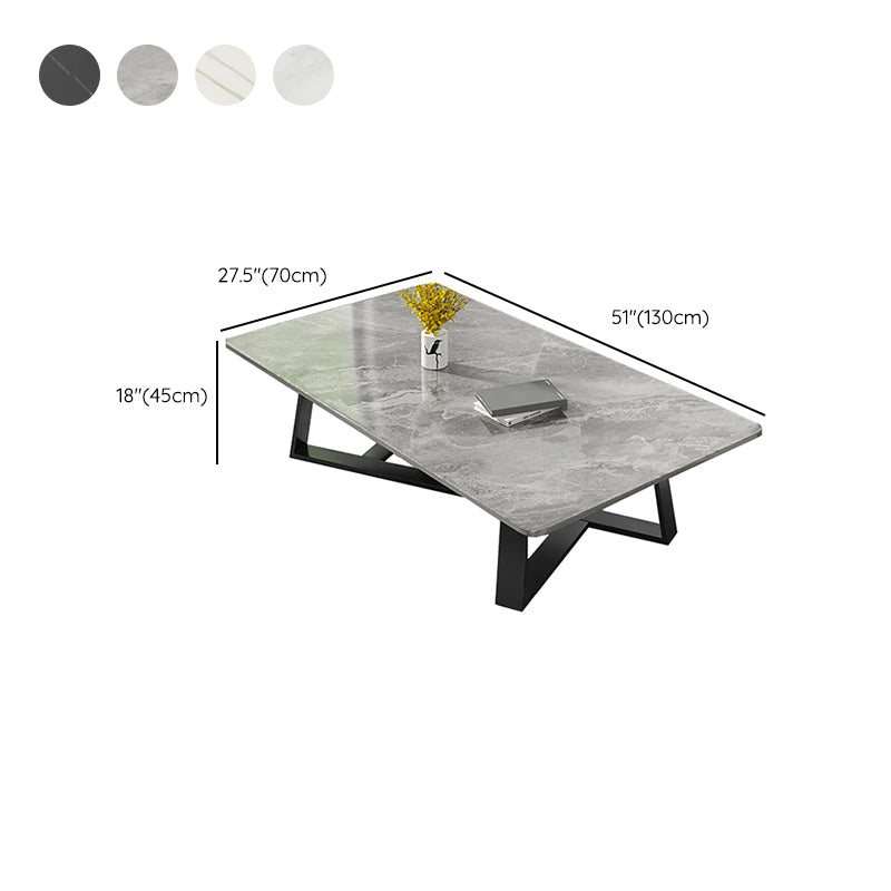 Stone and Metal Coffee Table Contemporary Coffee or End Table with Cross Legs