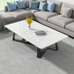 Modern Rectangle Coffee or End Table Stone and Steel Coffee Table with Cross Legs